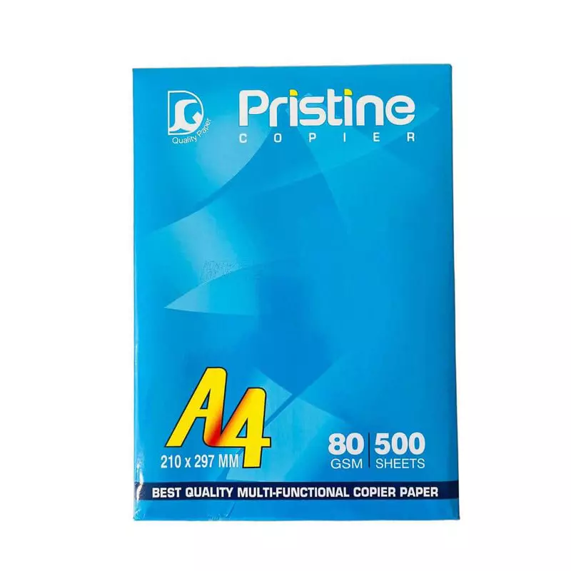 Pristine Copier Paper 80 GSM A4 Size 500 Sheets White (Pack of 20 Ream)