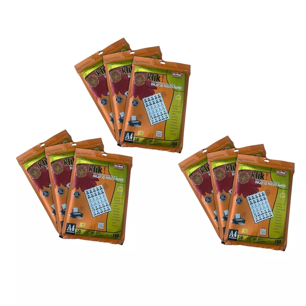 Desmat Photo Paper A4 180 GSM 50 Sheets (Pack of 9)
