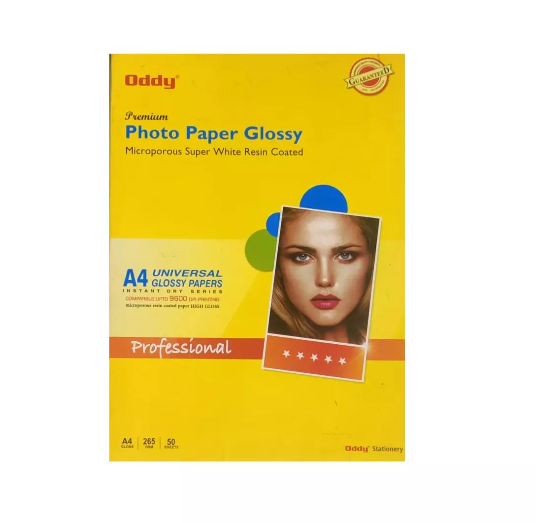 Oddy Photo Paper Resin Coat 50 Sheets White 210x297 mm A4 Size Paper, RCP265A450