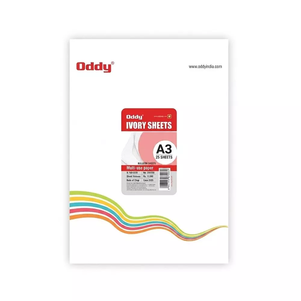 Oddy Uncoated Paper 25 Sheets 210 GSM Ivory A3 Paper for Home, Office & School, IS210A3-25
