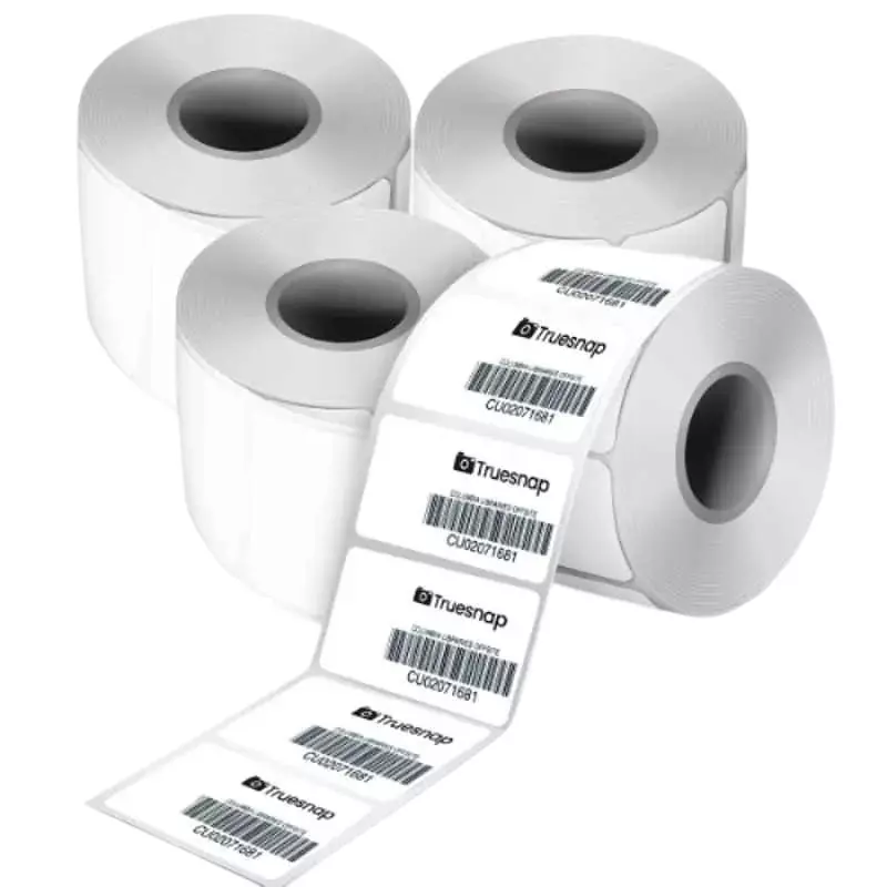 Truesnap Thermal Label Printer White Paper 70 GSM 50x25 mm Size for Barcode, Product & Transparency Labels, TS-TL4-2x1 (Pack of 4 Rolls)