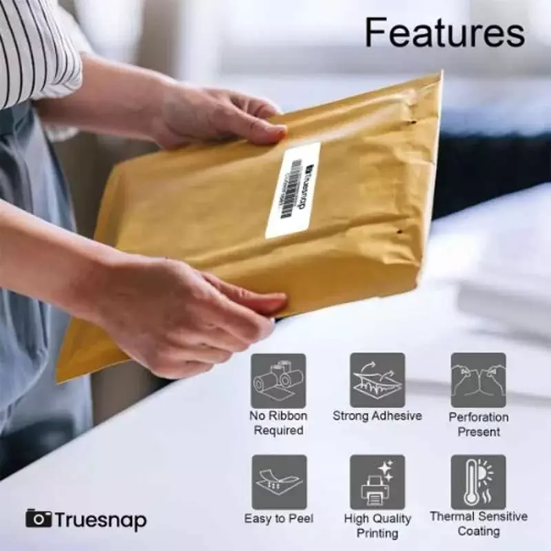 Truesnap Thermal Label Printer White Paper 70 GSM 50x25 mm Size for Barcode, Product & Transparency Labels, TS-TL4-2x1 (Pack of 4 Rolls)