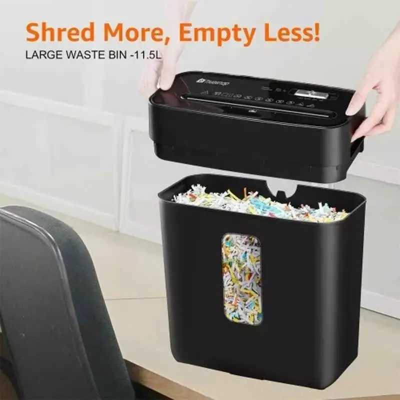 Truesnap 6 Sheet Cross Cut Paper & Credit Card Shredder 11.5 L Plastic Automatic Black Office & Home Usage, TS-PS-6C