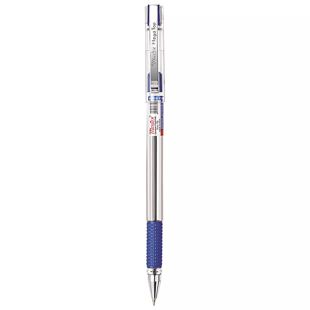 Montex Mega Top Ball Pen Blue Ink Color & Blue, Transprant Body Color