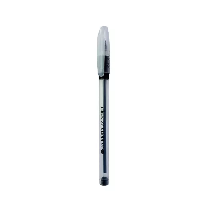 Elkos Clear Ball Pen Steel Nib Plastic Body Black Ink Color (Pack of 10 Pcs)