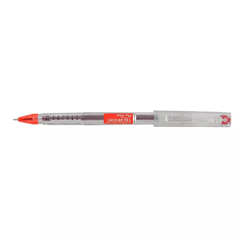 Montex Fiber Pen 0.7 mm Tip Ball Pen Red Ink Clear Plastic Body Non Toxic & Waterproof Ink (Pack of 10 Pcs)