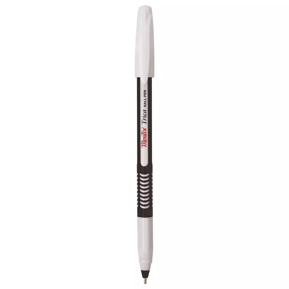 Montex Trica 1 mm Tip Ball Pen Black Ink Plastic Body Non Toxic & Waterproof Ink (Pack of 10 Pcs)