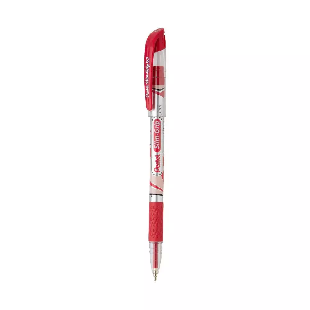 Pentel Slimgrip Ball Point Pen Red Ink Color 0.7 mm Tip Size Plastic for Home, School & Office Use