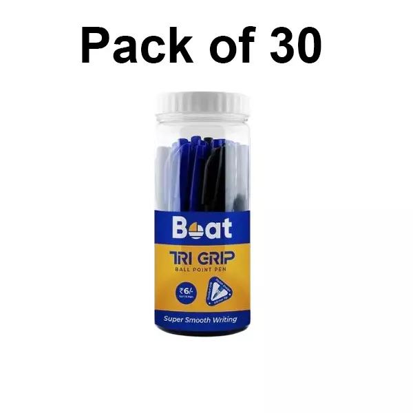 Boat by Ban Trigrip Ball Pen 0.7 mm Multicolor, FG000258 (Pack of 30)