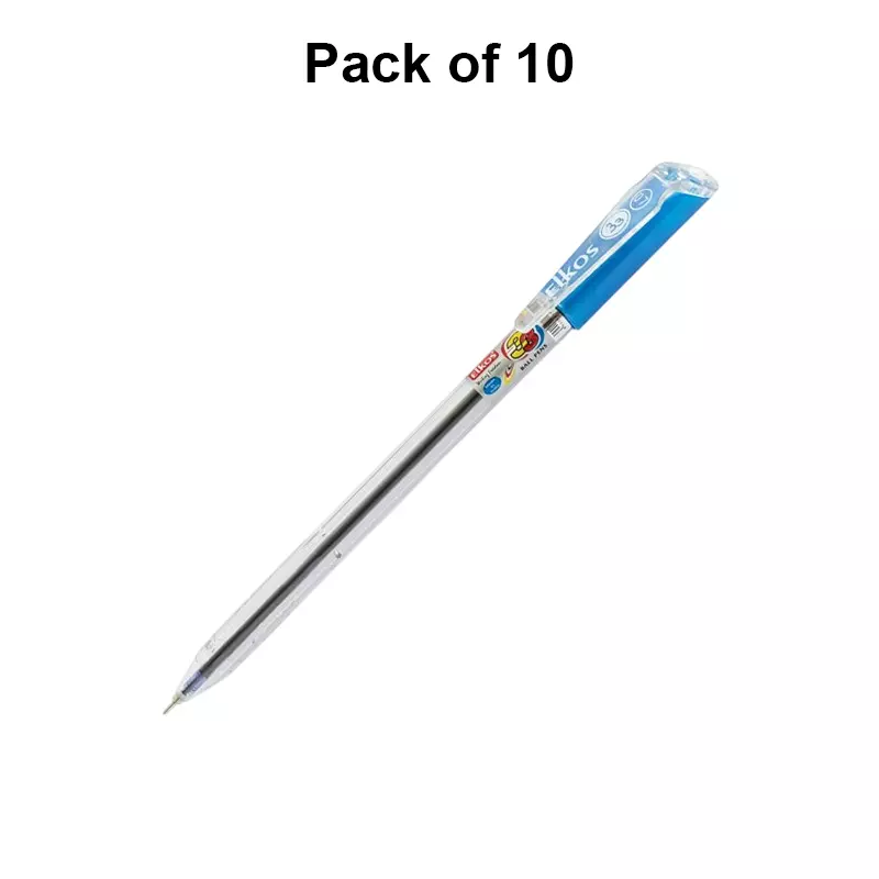 elkos-no-33-ball-pen-07-mm-tip-size-blue-ink-color-pack-of-10-pcs