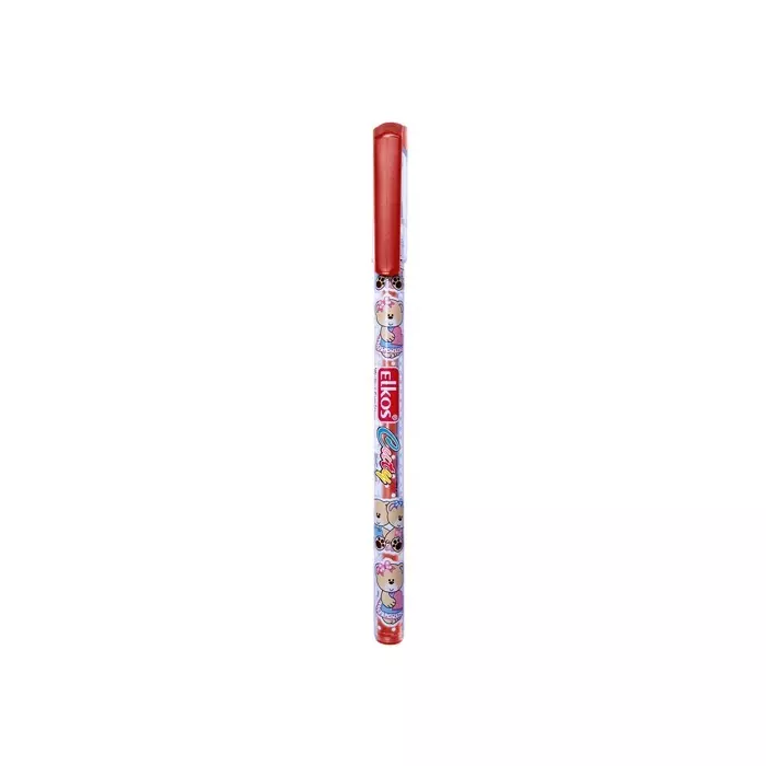 Elkos Cuty Ball Pen 0.7 mm Tip Size Red Ink Color (Pack of 10 Pcs)