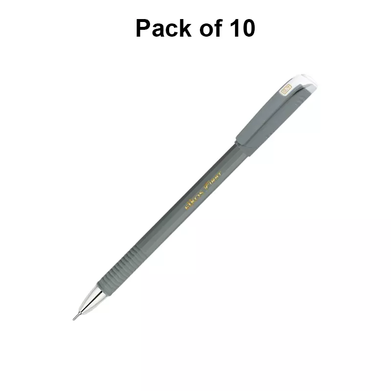 Elkos First Ball Pen 0.7 mm Tip Size Black Ink Color (Pack of 10 Pcs)