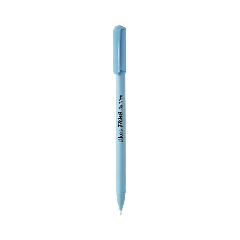 Elkos True Ball Pen Steel Nib Plastic Body Blue Ink Color (Pack of 10 Pcs)