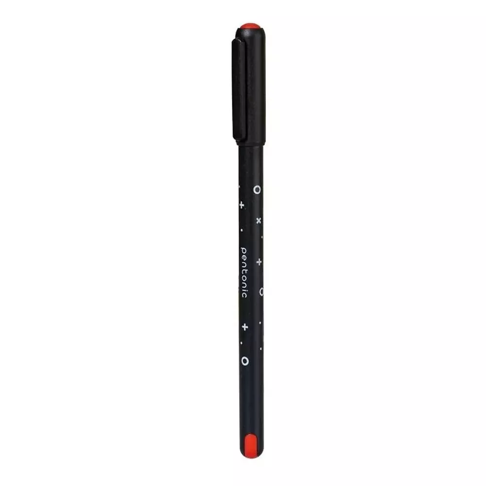 Pentonic Cipher 0.5 mm Low Viscosity Ink Roller Ball Pen, Black Body and Red Ink (Pack of 100)