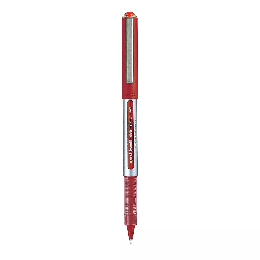 Uniball Eye Roller Ball Pen 0.5 mm Tip Size Red Ink Color for Home & School, Office Use, Ub 150 (Pack of 12 Pcs)