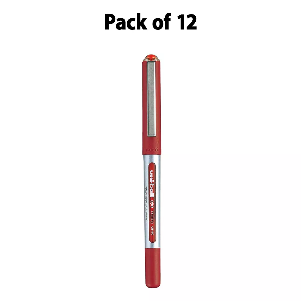 uniball-eye-roller-ball-pen-05-mm-tip-size-red-ink-color-for-home-school-office-use-ub-150-pack-of-12-pcs