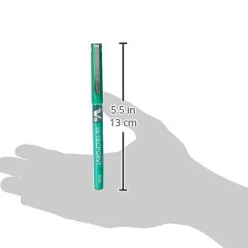 pilot-hi-tecpoint-roller-ball-pen-05-mm-tip-size-green-ink-color-for-home-school-office-use-v5-pen-pack-of-12-pcs