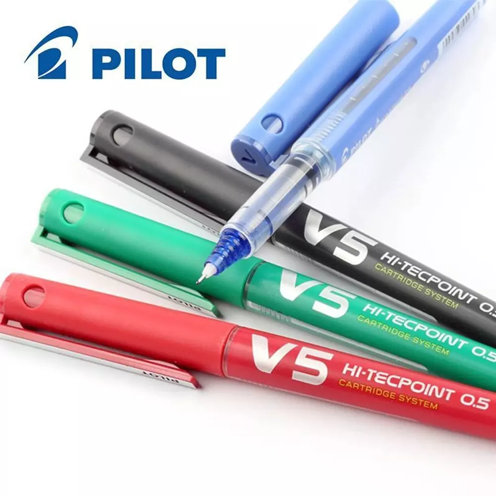 pilot-hi-tecpoint-roller-ball-pen-05-mm-tip-size-black-blue-green-red-ink-color-for-home-school-office-use-v5-pen-pack-of-48-pcs