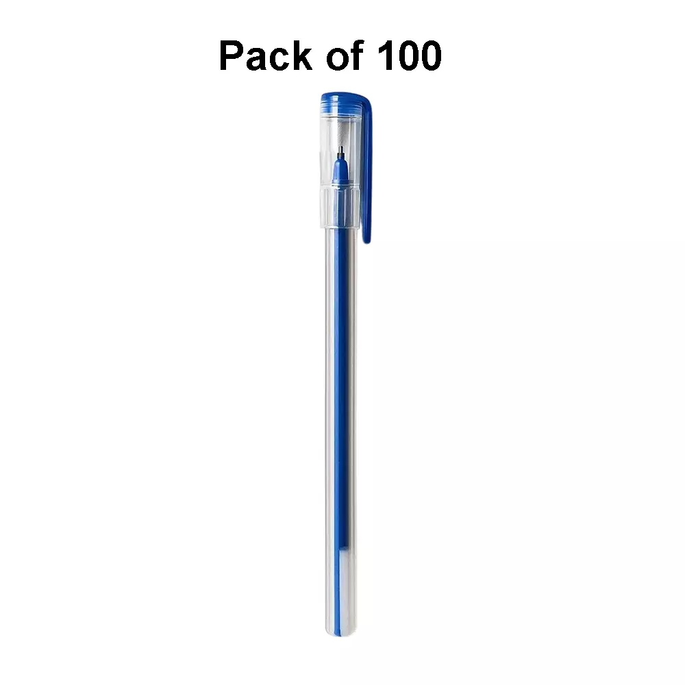 Generic Use & Throw Blue Ink Ball Pens (Pack of 100)