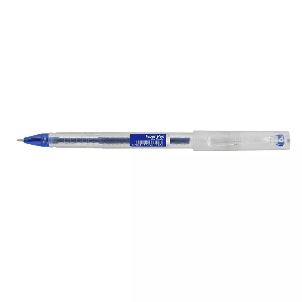 Montex Fiber Pen 0.7 mm Tip Ball Pen Blue Ink Clear Plastic Body Non Toxic & Waterproof Ink (Pack of 10 Pcs)