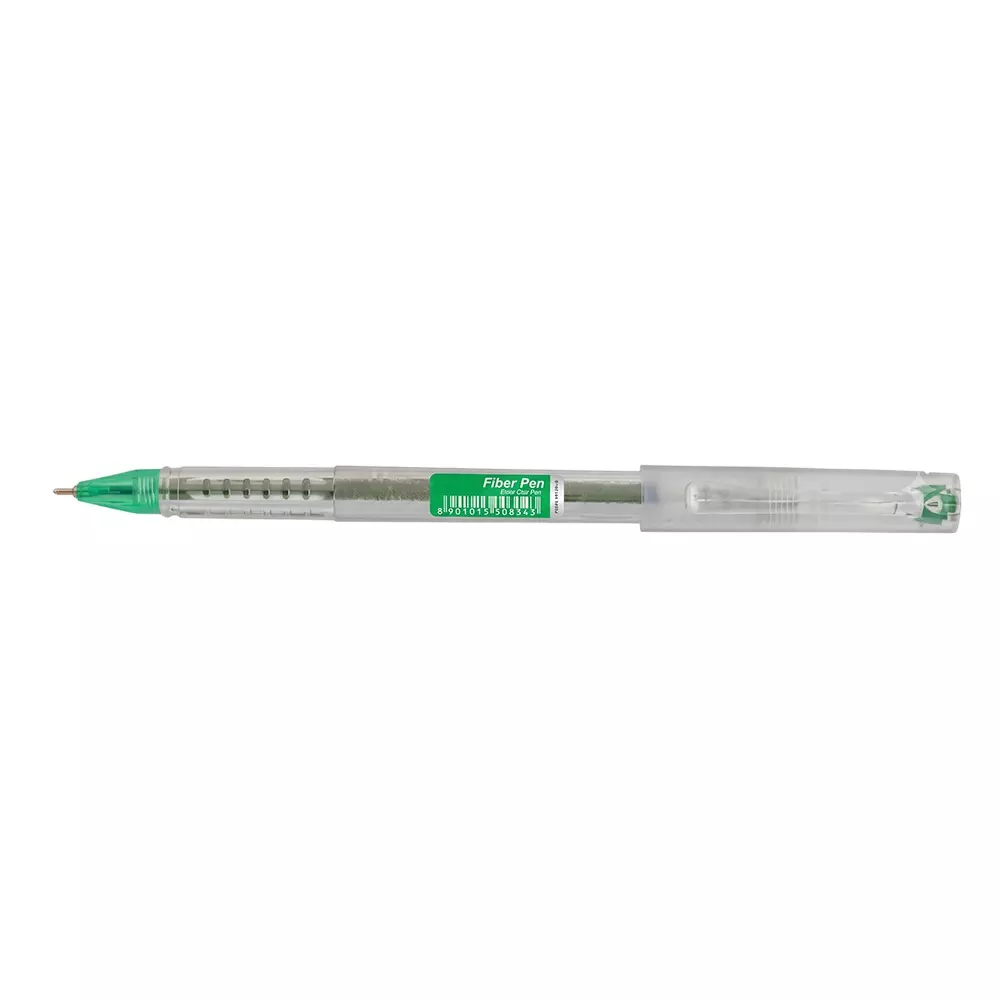 Montex Fiber Pen 0.7 mm Tip Ball Pen Green Ink Clear Plastic Body Non Toxic & Waterproof Ink (Pack of 10 Pcs)