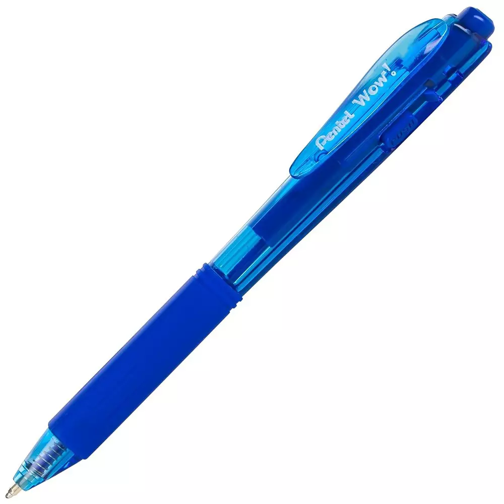 Pentel Wow Click Ball Pen Plastic Blue Ink Color 1 mm for Home, School & Office Use, BX417