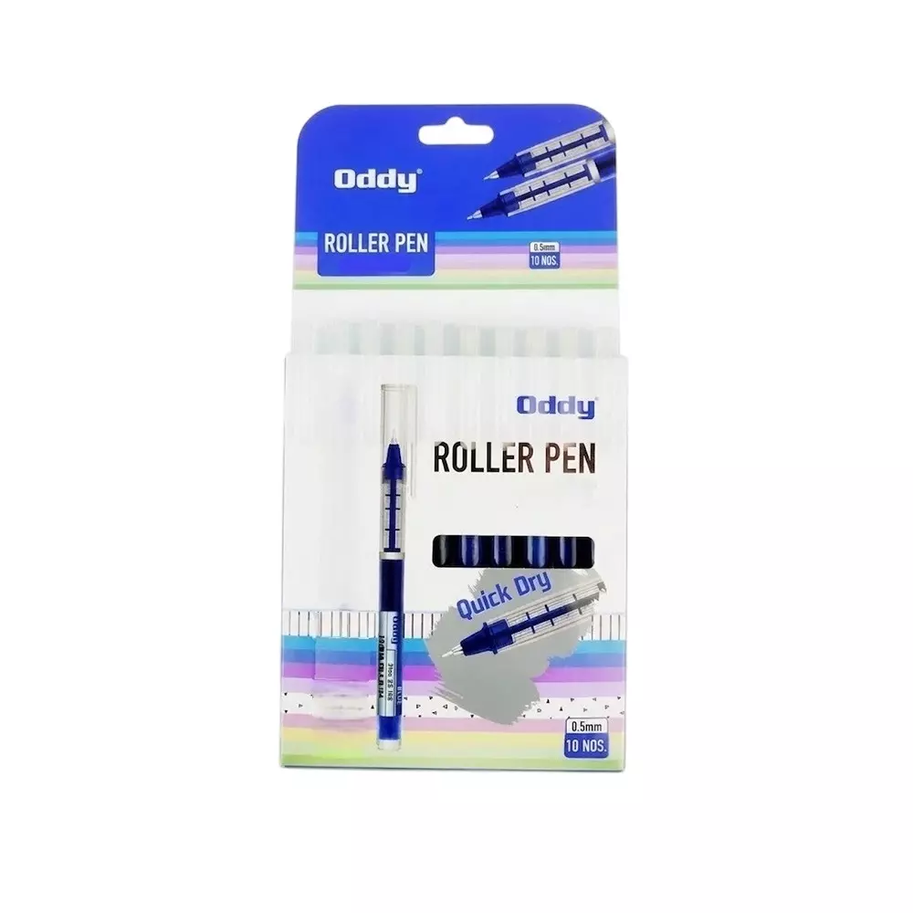 Oddy Roller Pen Blue Plastic for Home, Office & School, RP-01 (Pack of 10 Pcs)