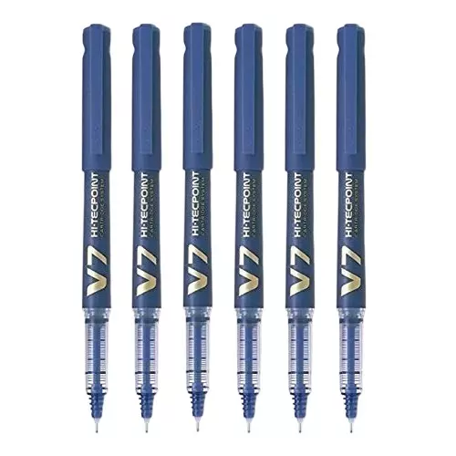 Pilot V7 Hi-Tecpoint Roller Ball Pen Cartridge System 0.7 mm Tip Size and Liquid Ink, Blue (Pack of 6)
