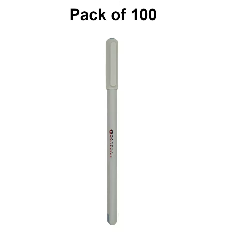 linc-pentonic-frost-07-mm-low-viscosity-ink-roller-ball-pen-pastel-grey-body-and-black-ink-pack-of-100