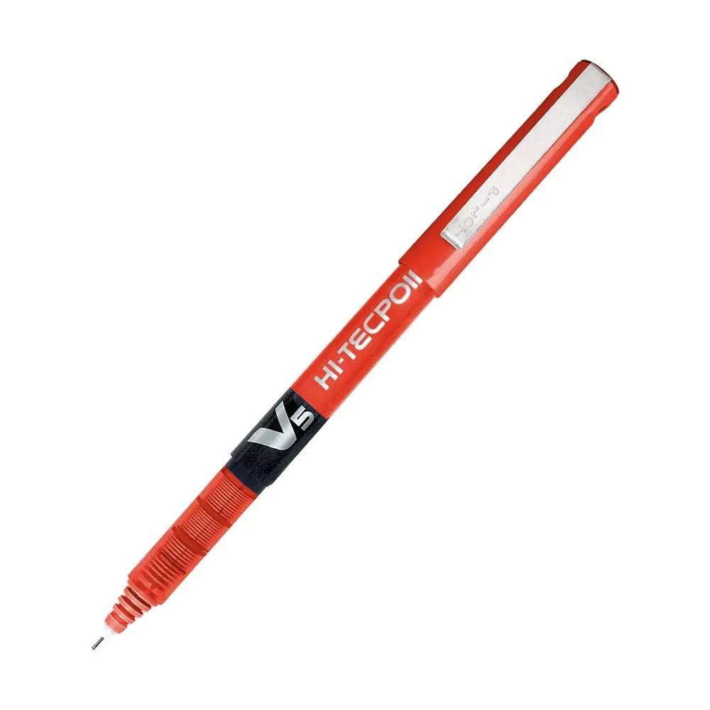 Pilot Hi-Tecpoint Roller Ball Pen 0.5 mm Tip Size Red Ink Color for Home, School & Office Use, V5 Pen (Pack of 12 Pcs)