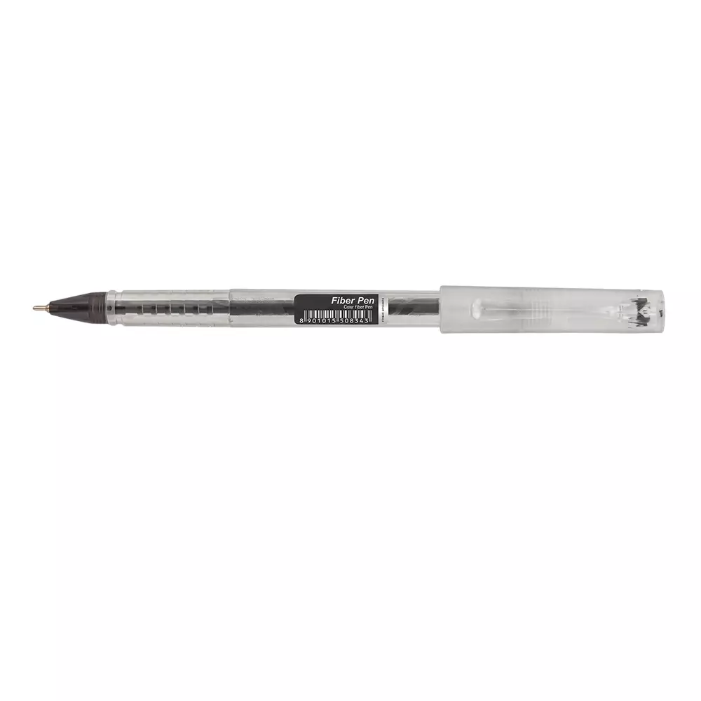 Montex Fiber Pen 0.7 mm Tip Ball Pen Black Ink Clear Plastic Body Non Toxic & Waterproof Ink (Pack of 10 Pcs)