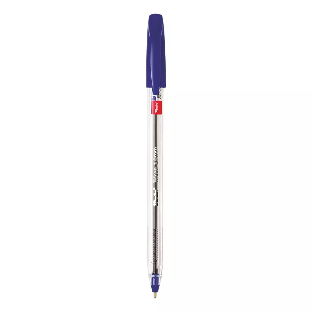 Montex Tricon 1 mm Tip Ball Pen Blue Ink Plastic Body Non Toxic & Waterproof Ink (Pack of 10 Pcs)
