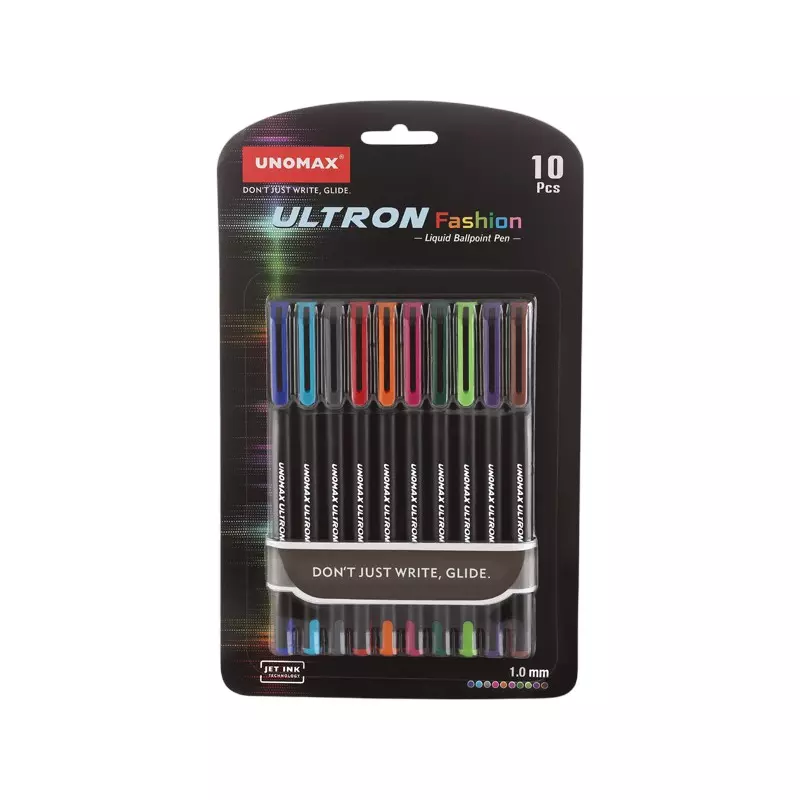 UNOMAX Ultron Fashion Liquid Ball Point Pen Assorted (Set of 10)