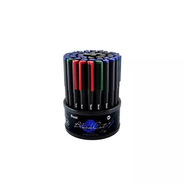 Boat by Ban Black Cat Ball Pen 0.7 mm Blue, Black, Red & Green, FG000595 (Pack of 50 x 1000 Pens)