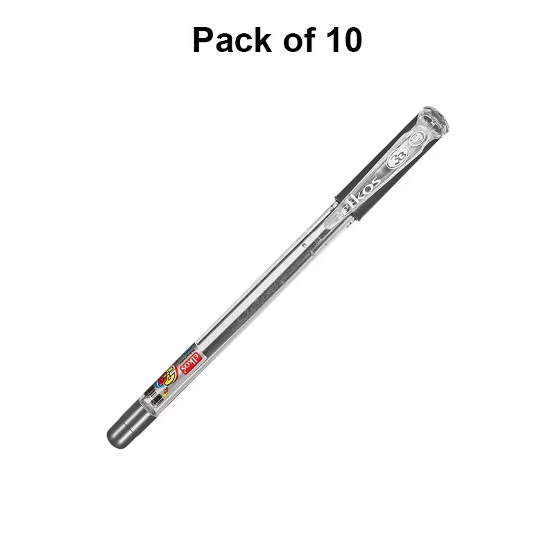 elkos-no-33-ball-pen-07-mm-tip-size-black-ink-color-pack-of-10-pcs