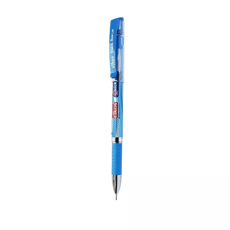 Elkos Quick flow Lite Ball Pen Steel Nib Plastic Body Blue Ink Color (Pack of 10 Pcs)
