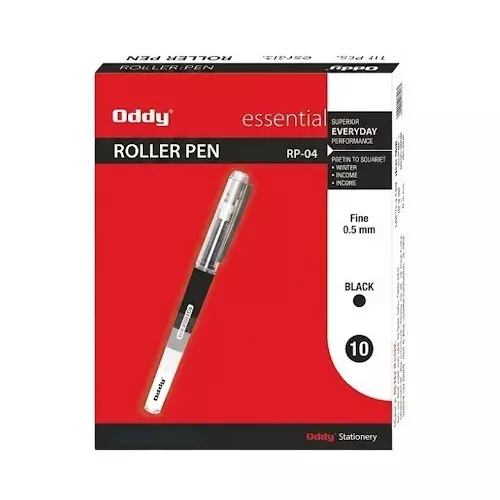 Oddy Roller Pen Essentials Black Plastic for Home, Office & School, RP-04 (Pack of 10 Pcs)