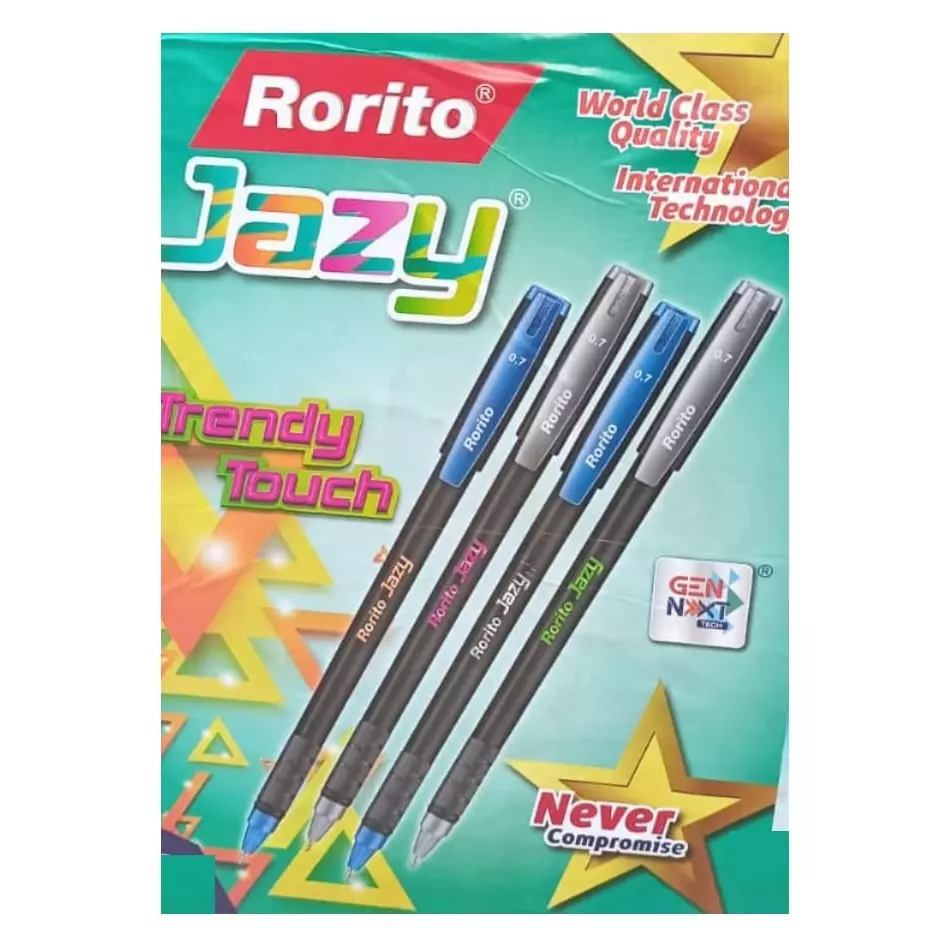 Rorito Jazy Ball Pen Black Ink Color Plastic Soft Grip For Comfort (Pack of 50)