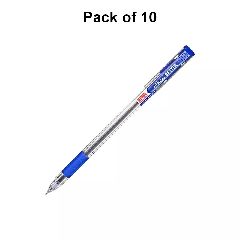 Elkos Better Ball Pen 0.7 mm Tip Size Blue Ink Color (Pack of 10 Pcs)