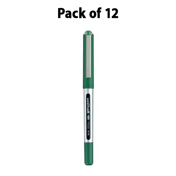 uniball-eye-roller-ball-pen-05-mm-tip-size-green-ink-color-for-home-school-office-use-ub-150-pack-of-12-pcs