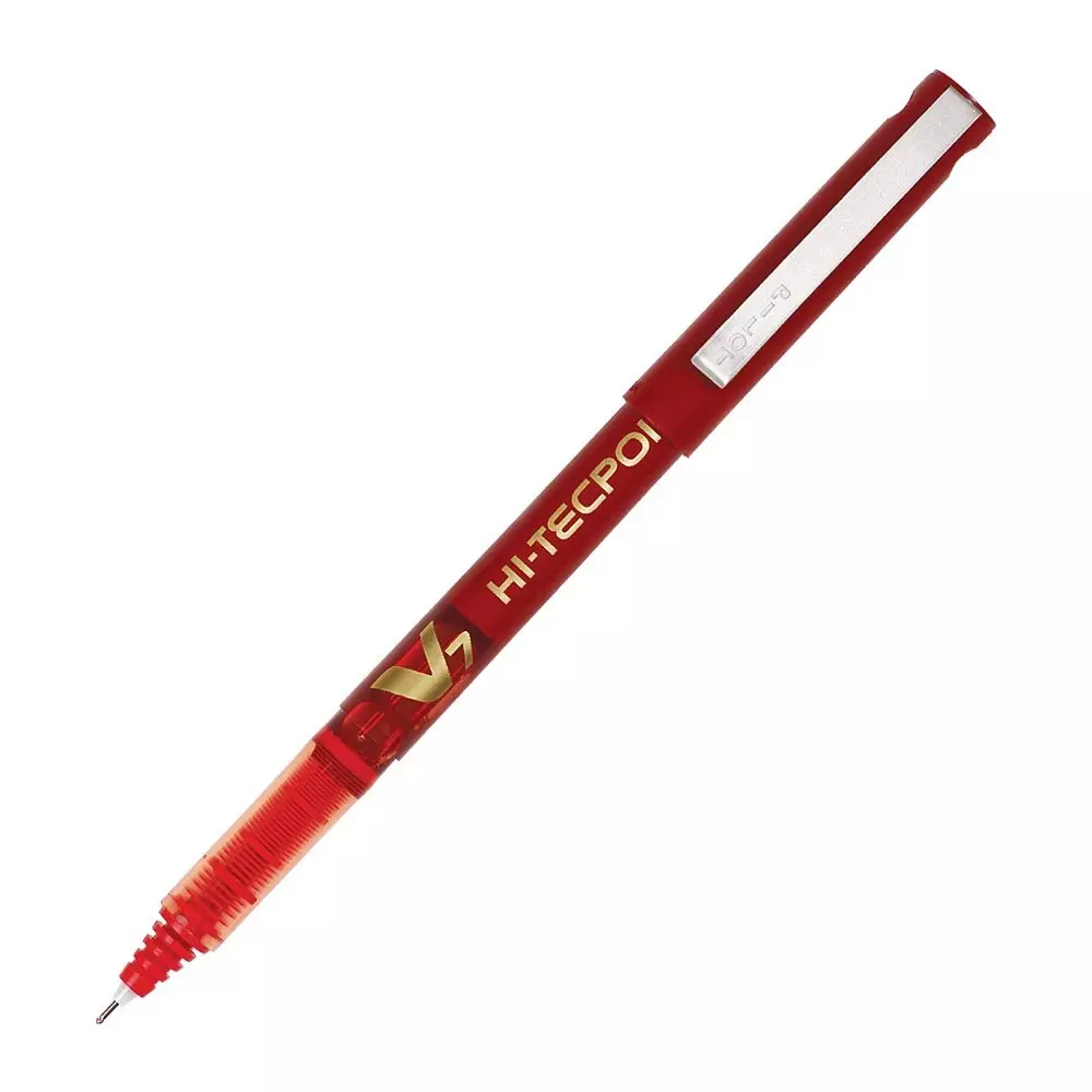 Pilot Hi-Tecpoint Roller Ball Pen 0.7 mm Tip Size Red Ink Color for Home, School & Office Use, V7 Pen (Pack of 12 Pcs)