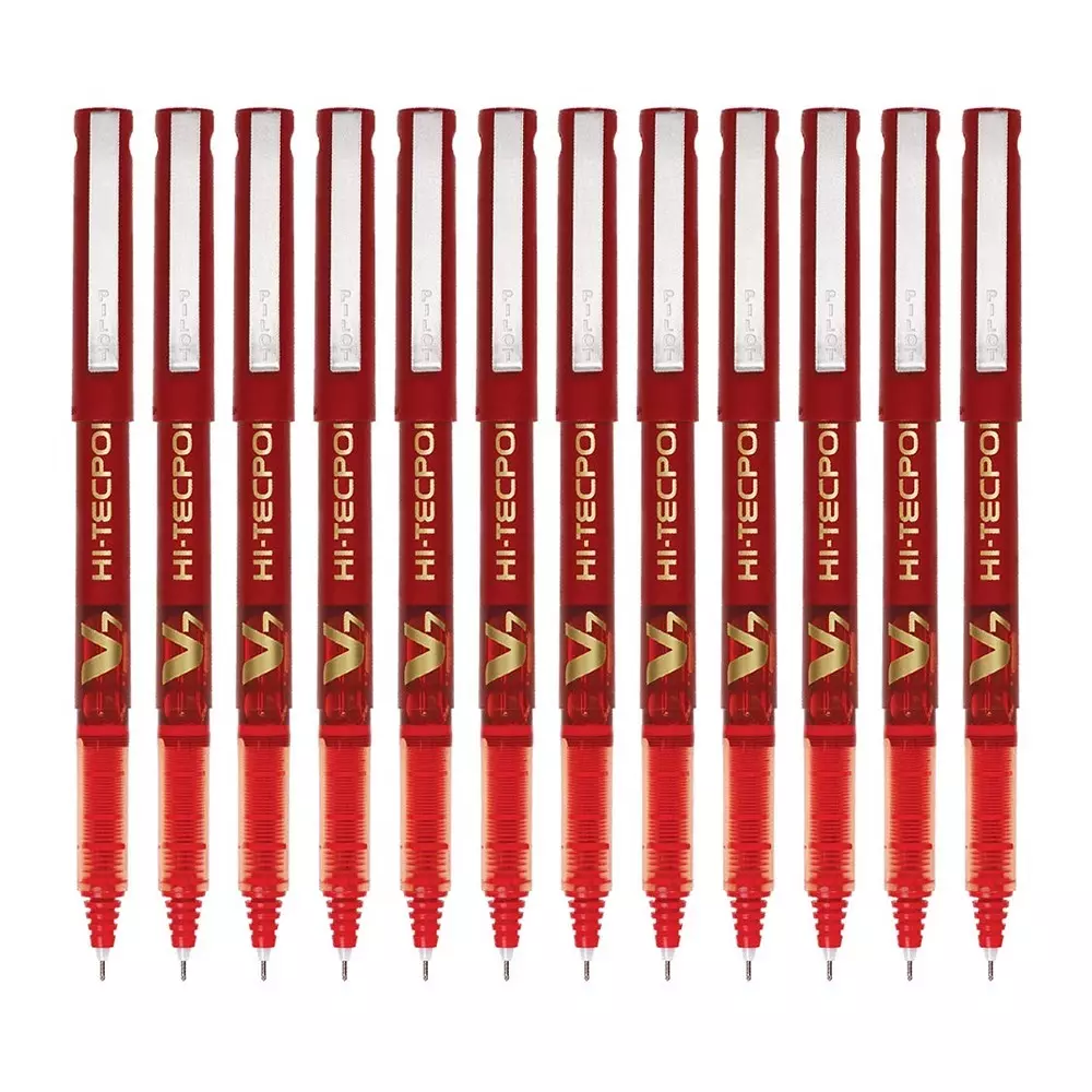 pilot-hi-tecpoint-ball-point-pen-07-mm-tip-size-red-ink-color-for-home-school-office-use-v7-pen-pack-of-12-pcs