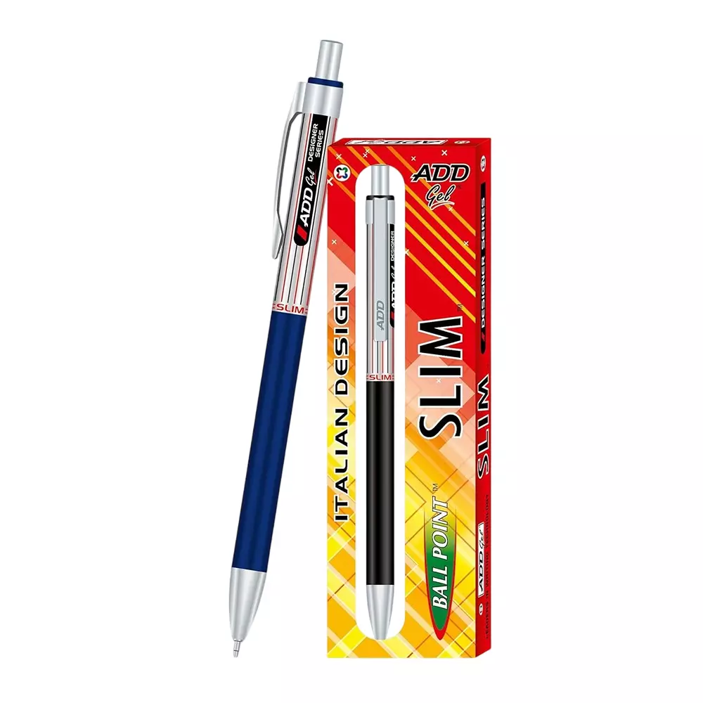 Add Gel Slim Ball Pen Blue Ink Color Jar (Pack of 60)