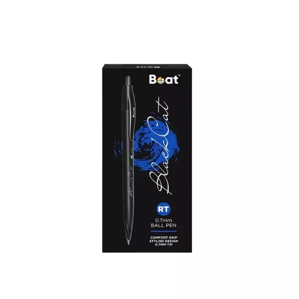 Boat by Ban Black Cat Ball Pen 0.7 mm Red, FG000593 (Pack of 50)