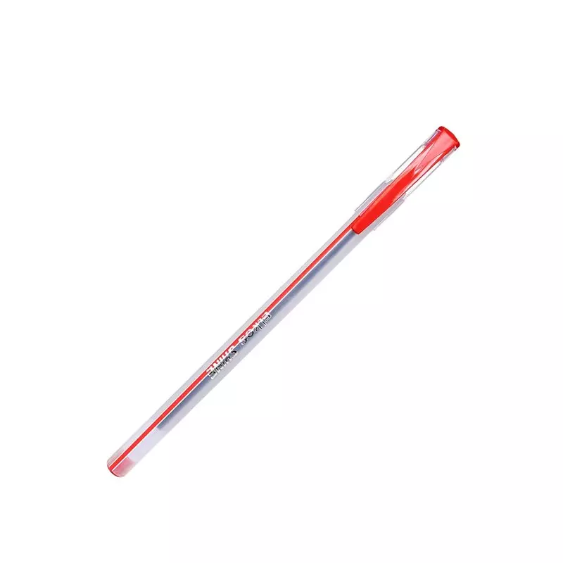 Elkos Shine Directfill Ball Pen Steel Nib Plastic Body Red Ink Color (Pack of 10 Pcs)