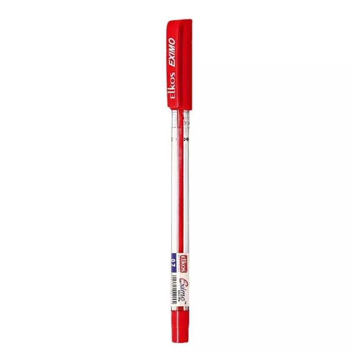 Elkos Eximo Ball Pen 0.7 mm Tip Size Red Ink Color (Pack of 10 Pcs)