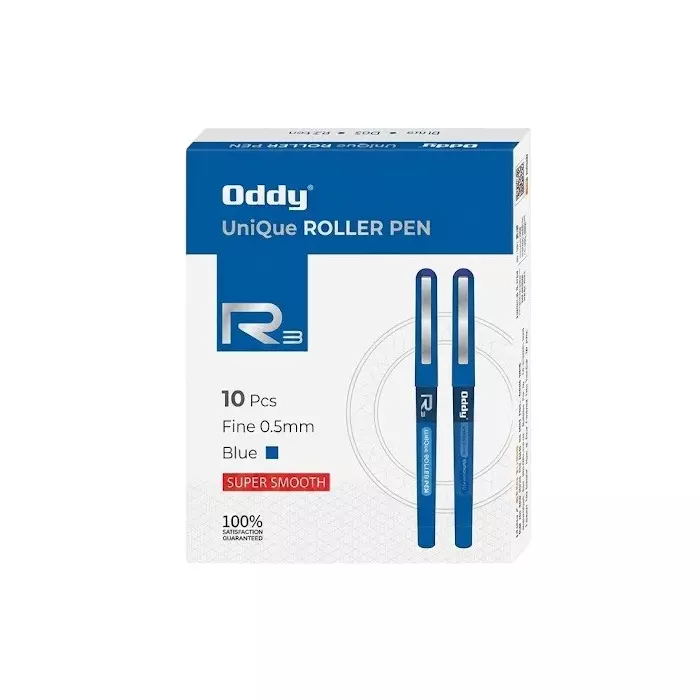 Oddy Roller Pen Unique Blue Plastic for Home, Office & School, RP-03 (Pack of 10 Pcs)