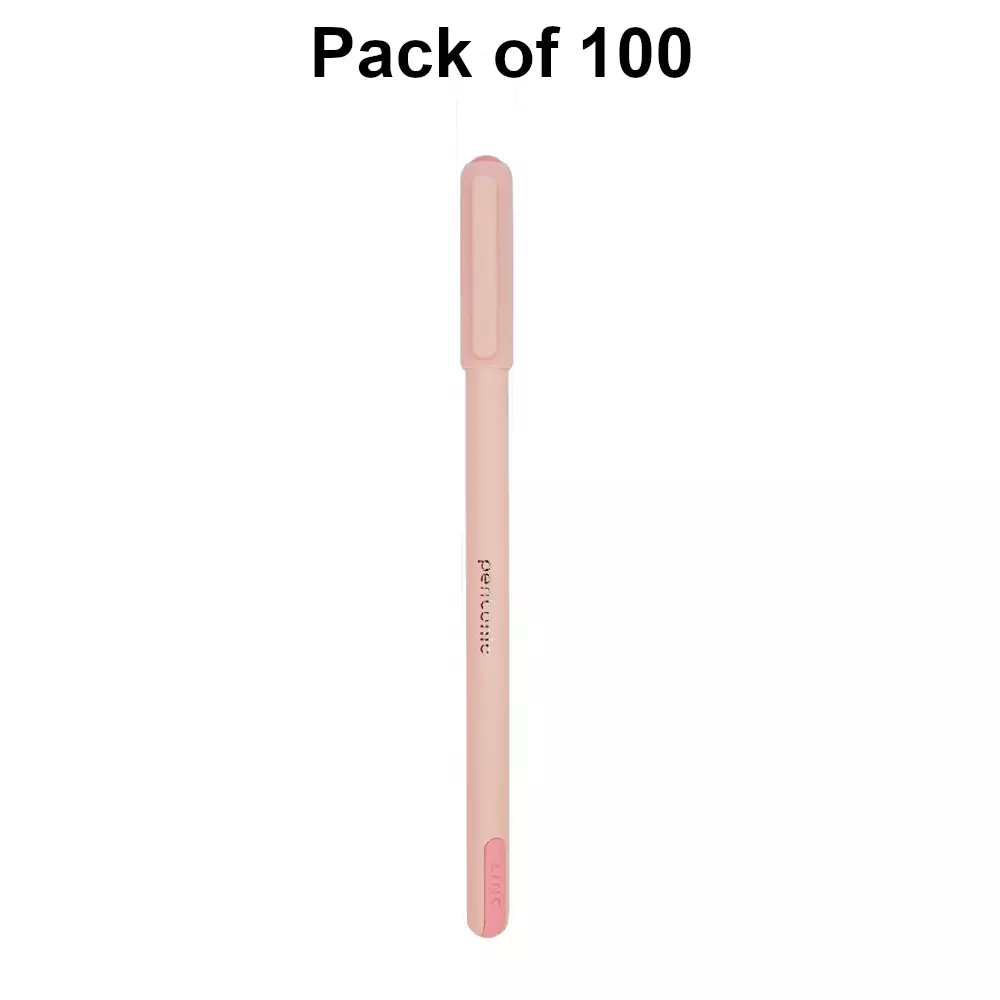 linc-pentonic-frost-07-mm-low-viscosity-ink-roller-ball-pen-pastel-pink-body-and-red-ink-pack-of-100