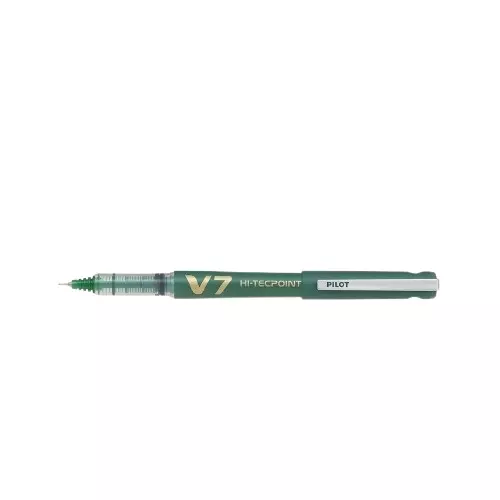 Pilot Hi-Tecpoint Roller Ball Pen 0.7 mm Tip Size Green Ink Color for Home, School & Office Use, V7 Pen (Pack of 12 Pcs)