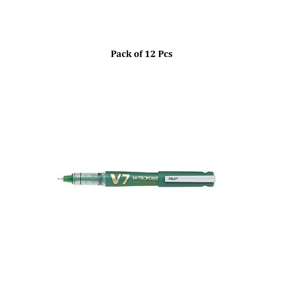 pilot-hi-tecpoint-ball-point-pen-07-mm-tip-size-green-ink-color-for-home-school-office-use-v7-pen-pack-of-12-pcs